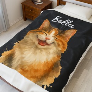 Custom Pet Blanket, Pet Photo Blanket, Dog Portrait Blanket, Cat Picture Blanket, Personalized Gift, Dog Dad Gift, Custom Name Blanket