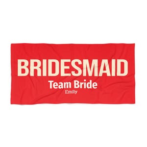 Bridesmaid beach towel Team Bride Emily personalized bridal party gift custom name bachelorette towel wedding favor bridesmaid proposal