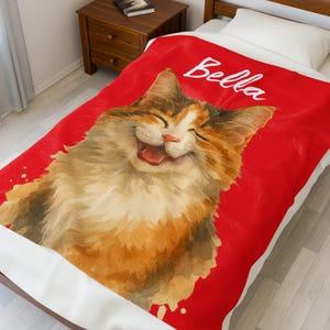 Custom Pet Blanket, Pet Photo Blanket, Dog Portrait Blanket, Cat Picture Blanket, Personalized Gift, Dog Dad Gift, Custom Name Blanket