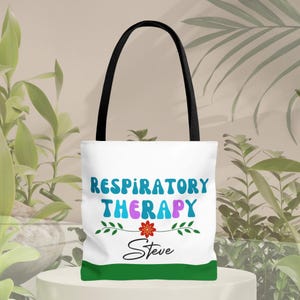 Gepersonaliseerde draagtas voor ademhalingstherapie Steve, aangepast RT-cadeau, therapeutwerktas, waardering gezondheidszorg