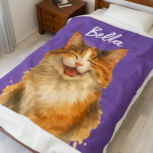 Custom Pet Blanket, Pet Photo Blanket, Dog Portrait Blanket, Cat Picture Blanket, Personalized Gift, Dog Dad Gift, Custom Name Blanket