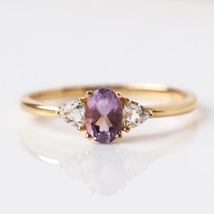 Purple Amethyst Ring-14K Gold Ring-14K White Gold Ring-Sterling Silver RIng-Engagement Ring-Wedding Ring-Proposal Ring-Ring For Women