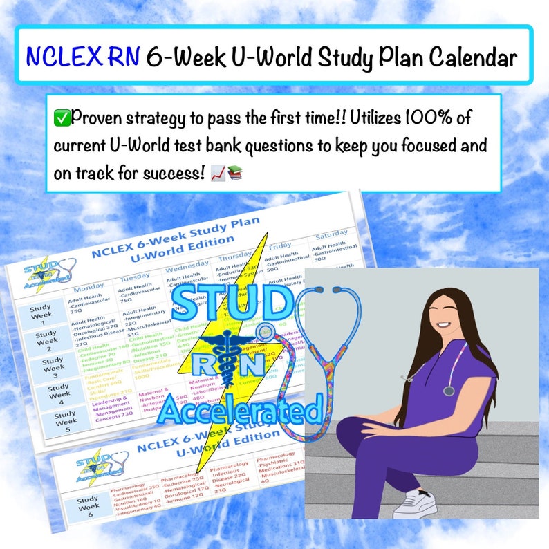 NCLEXRN Success Study Calendar for Uworld Etsy