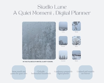 Landscape | A Quiet Moment Snow Digital Planner GoodNotes | Minimalist Undated A4 Landscape | Mood Tracker, Habit Tracker, Gratitude Journal