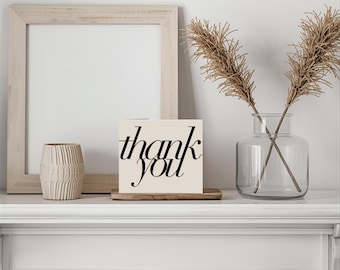 Lune Merci | Landscape Luxury Digital Thank You Card | Minimalist Elegant Cream Gratitude Note | Sophisticated Printable Greeting Card