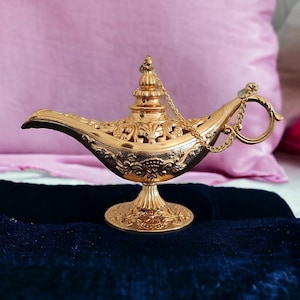 Genie Lamp, Golden Color Magic Lamp, Aladdin Magic Lamp, Genie's Lamp, Incense Burner, Aladdin Oil Lamp, Home Gifts, Housewarming Gift
