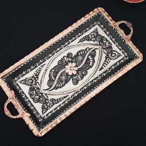 Copper tray, turkish serving tray, turkish coffee tray, turkish tray, housewarming gift, tray gift ideas, wedding shower gift, TraysPlaza