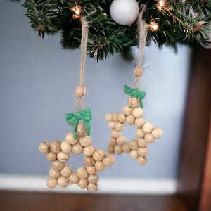Handmade Wooden Star Christmas Ornaments, Star ornament (3xpcs), Rustic xmas Tree Decor, Perfect Christmas Gift for Home,Best Xmas Ornaments