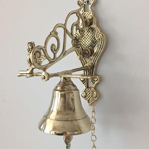Brass door bell, Door bell, hanging door bell, bell pull, wall mounted door bell, temple bell, front doorbell, chapel bell, unique door bell