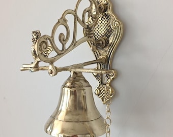 Brass door bell, Door bell, hanging door bell, bell pull, wall mounted door bell, temple bell, front doorbell, chapel bell, unique door bell
