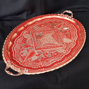 Turkish Tray, Serving Tray Copper, New Favors, Copper Serving Tray, Arabic Coffee Tray, Ottoman Tray, Housewarming Gift, Wedding Shower Gift