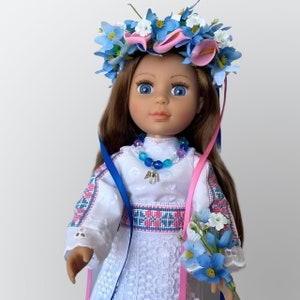 Poupée ukrainienne, oeuvre d'art pour poupée unique, broderie au point de croix avec décor fait main, cadeau de pendaison de crémaillère, décoration de chambre d'enfant, cadeau significatif