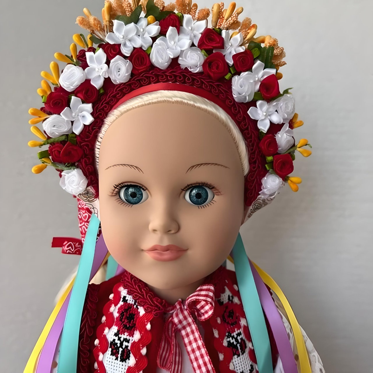 Bambola ucraina Natalka in abiti ricamati a mano rossi e bianchi ...