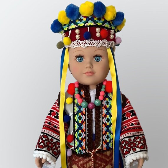 Handmade Ukrainian Folk Art Doll, Hutsul Embroidered Outfit, Heritage Decor