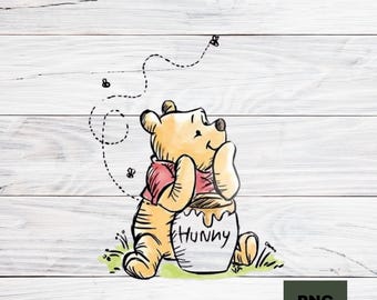 Classic Winnie the Pooh PNG | Winnie the Pooh and a Honey Jar PNG Clipart