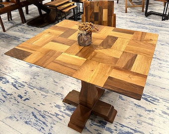Walnut Oak Patchwork %100 Masive Wood Table&Coffe Table