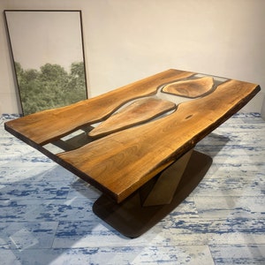 Live Edge , Dining  River Table, Walnut Epoxy Table.