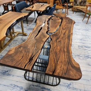 Dining  River Table, Walnut Epoxy Table, Live Edge.