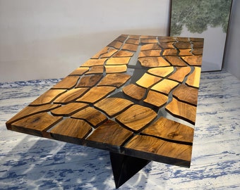 Walnut Epoxy Table, Decorate Your Hall for Your Special Family Meals, Parties!