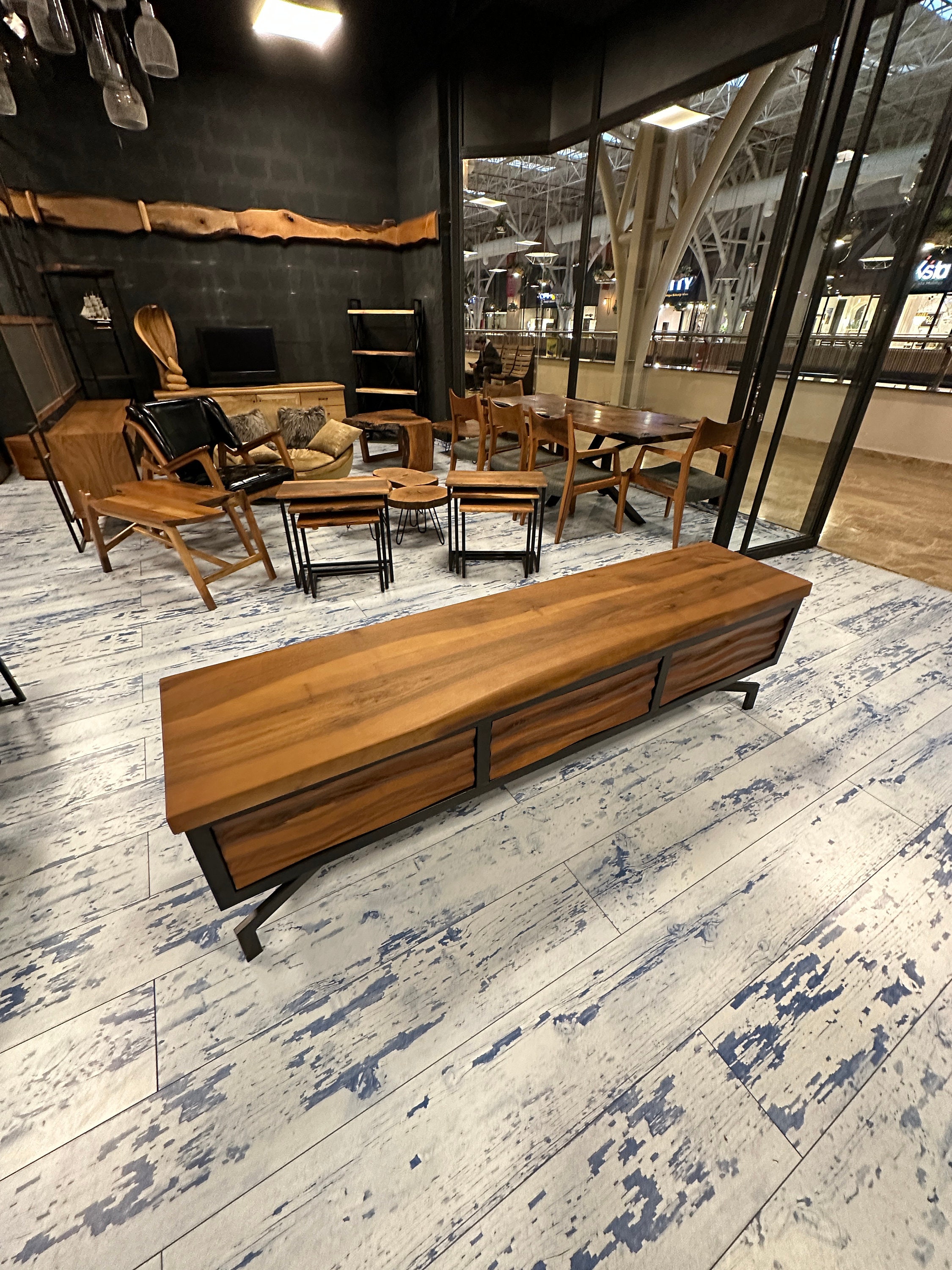 Walnut Wood CREDENZA, TV Console, Tv Stand, Tv Natural Wood Tv