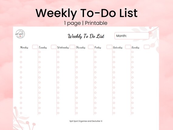 Weekly To-do List Weekly Planner Desk Planner To-do List - Etsy
