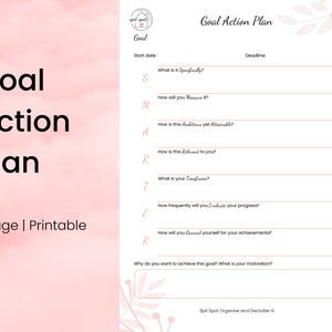 Goal Action Plan, Goal Planner, Goal Action Sheet, Goals, Goal Getter, SMART Goals, SMARTER Goals, PDF, Editable, Printable, A4