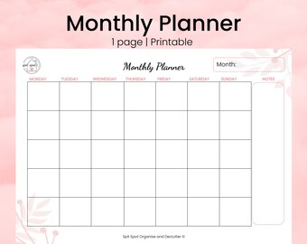 Printable Undated Monthly Planner, Minimalist A4 (PDF)