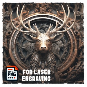Lasergravure PNG, Laser Burn PNG digitaal bestand, 3D Illusion Image Photo, esthetische muurkunst, Laser Carve, Lightburn, CO2, Glowforge - Elk