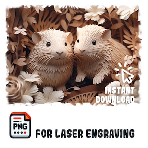 Lasergravure PNG, Laser Burn digitaal PNG-bestand, 3D Illusion Image Photo, Natuurmuurkunst, Laser Carve, Lightburn, Glowforge - Cavia's