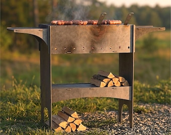 Classic steel grill for laser cutting | CNC bbq plans | DIY charcoal grill svg dxf | Brazier cut template