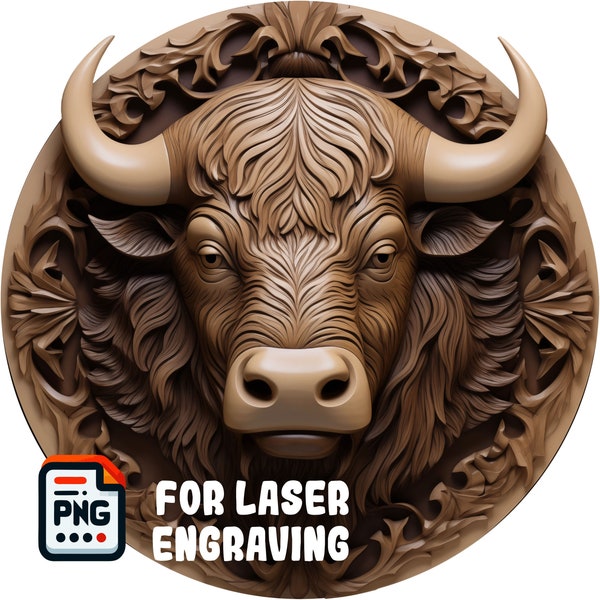 Laser Engraving PNG, Laser Burn PNG Digital File, 3D Illusion Image Photo, Laser Cut Carve Digital Files, Lightburn, Glowforge - Buffalo