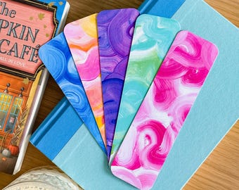 渦巻き模様のブックマークセット – 芸術的なブックマーク、手作りのブックマーク、カラフルなブックアクセサリー、読書家へのギフト