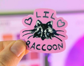 Silly Lil Racoon Sticker – Waterproof & Durable Glossy Vinyl Sticker