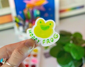 Hoppy Frog Sticker – Waterproof & Durable Glossy Vinyl Sticker