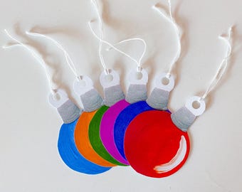 マルチカラーオーナメントギフトタグ – 6個セット（アソートカラー）ホリデーラッピングアクセサリー