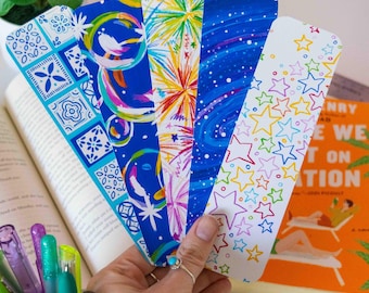 Whimsy Daydreamer Bookmark Set – Artsy Rainbow Bookmarks, Colorful Book Accessories, Gifts for Readers