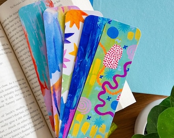 奇抜でカラフルなブックマークセット - 抽象画のブックマーク、手作りのブックマーク、カラフルなブックアクセサリー、読書家へのギフト
