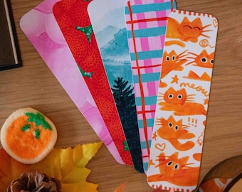 カット＆コージー ブックマークセット – ピンク、オレンジ、グリーンのブックマーク、カラフルなブックアクセサリー、読書好きへのギフト