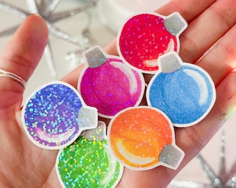 ホログラフィックオーナメントミニハンドメイドステッカーパック（6枚入り） - 防水・耐久性に優れた光沢ビニールステッカー