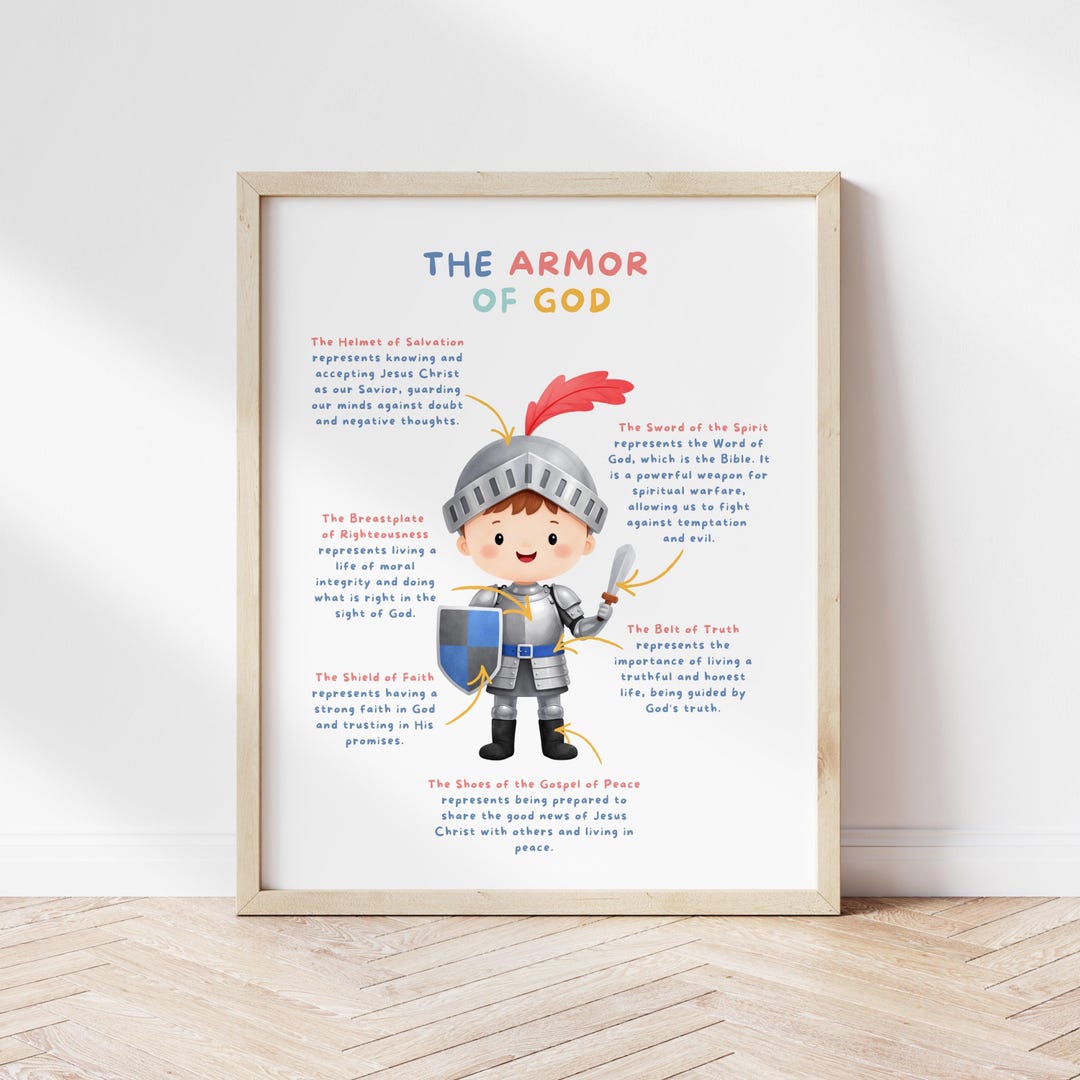 Christian Wall Art – Armor of God Bible Verse – Kids Room Faith Decor ...