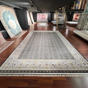 10X12 ft Black Mix Seidenteppich, Teppich für Wohnzimmer, Palast Seidenteppich, Blumenmuster von Sieben Berge Aus der Türkei, Naturseide