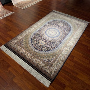 4X6 Oriental Silk Rug, 4x6 High Quality Silk Rug,Gift Silk Rug,4x6 Turkish Carpet,4x6 Bamboo Silk Rug,Super Fine Silk Rug,4x6 Silk Area Rug