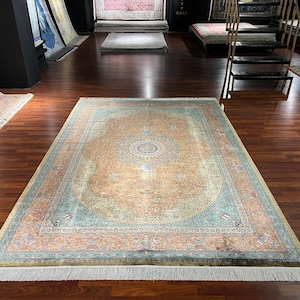 7X10 ft Persian Silk Rug,For Living Room , Palace Silk Rug, Naturel Silk Rug, Luxury Silk Rug, High Quality Rug, Silk Rug, Qum Silk Rug