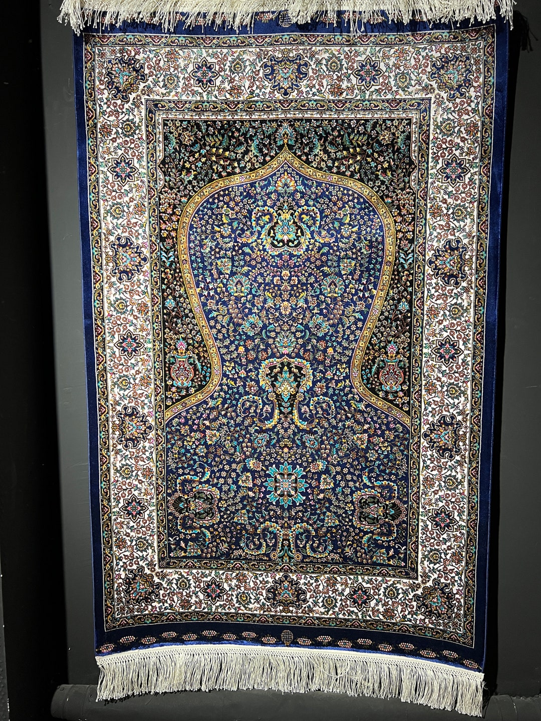 Blue Silk Prayer Mat Luxury Muslim Prayer Rug Islamic Prayer Etsy UK