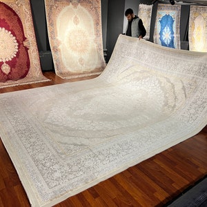 10X13ft Oversize Silk Rug, Carpet For Living Room, Kashmıre Silk Rug,Silk Rug, Naturel Silk Rug from Turkey,Luxury Silk Rug,Ottoman Silk Rug
