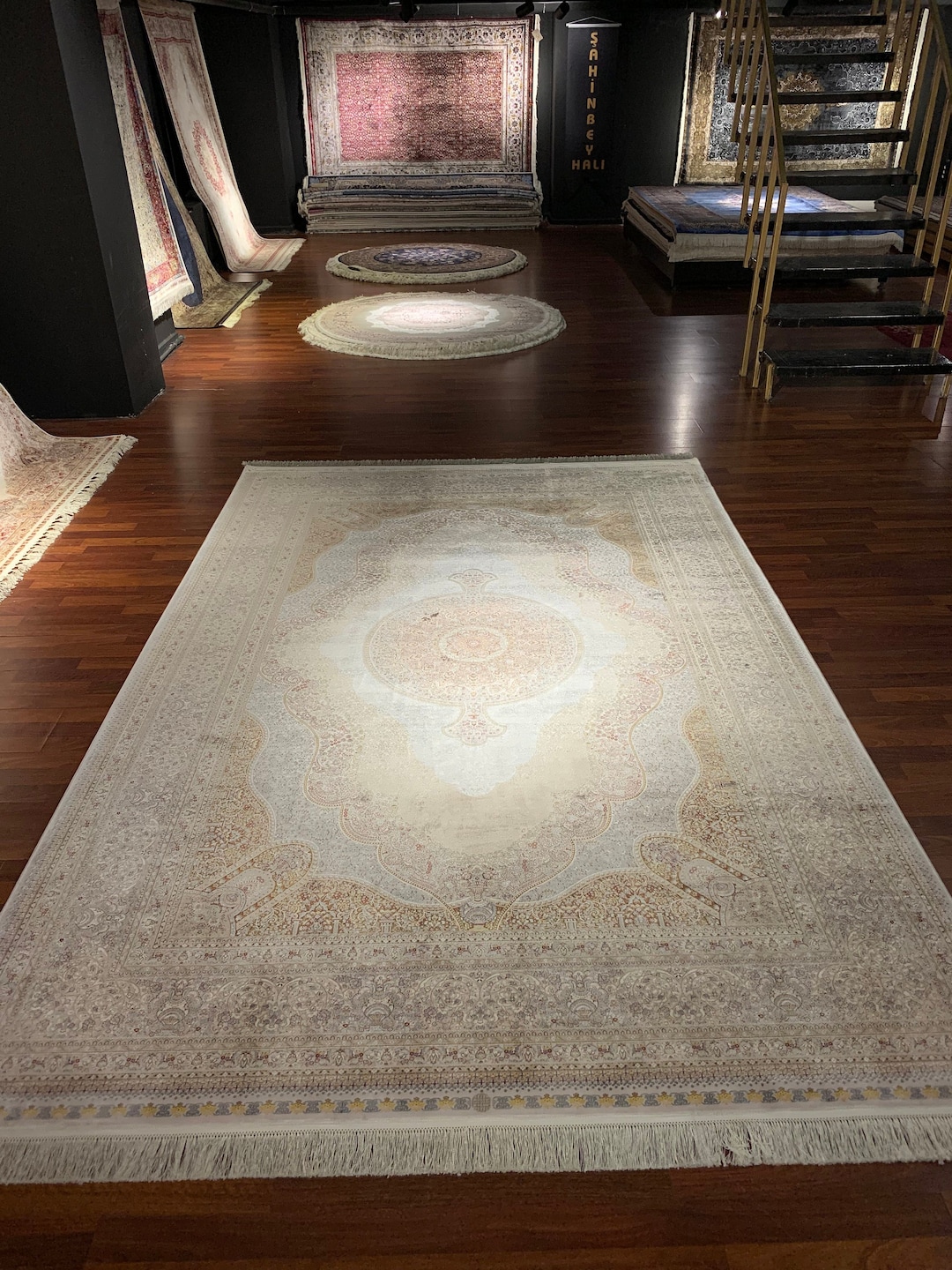 Sileh Rug 7X10 Beige Luxury Silk Rug, Persian Silk Rug, Authentic Pattern Rug ...