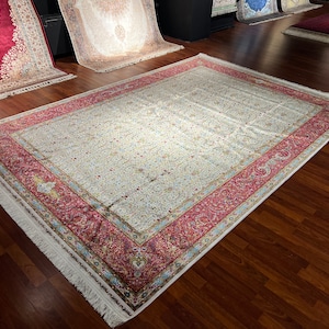 7X10 Floral Pattern Silk Rug, Luxury Silk Rug, Silk Rug, Authentic Area Rug, High Quality Silk Rug,Turkish Silk Rug, Palace Silk Rug