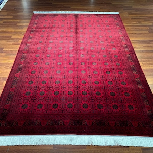 5x8 ft Afghan Pattern Silk Rug, Rug For Living Room, 5x8 Silk Rug, Special Design Silk Rug, Luxury Silk Rug, Home Decor,Hand-Knotted Fringe