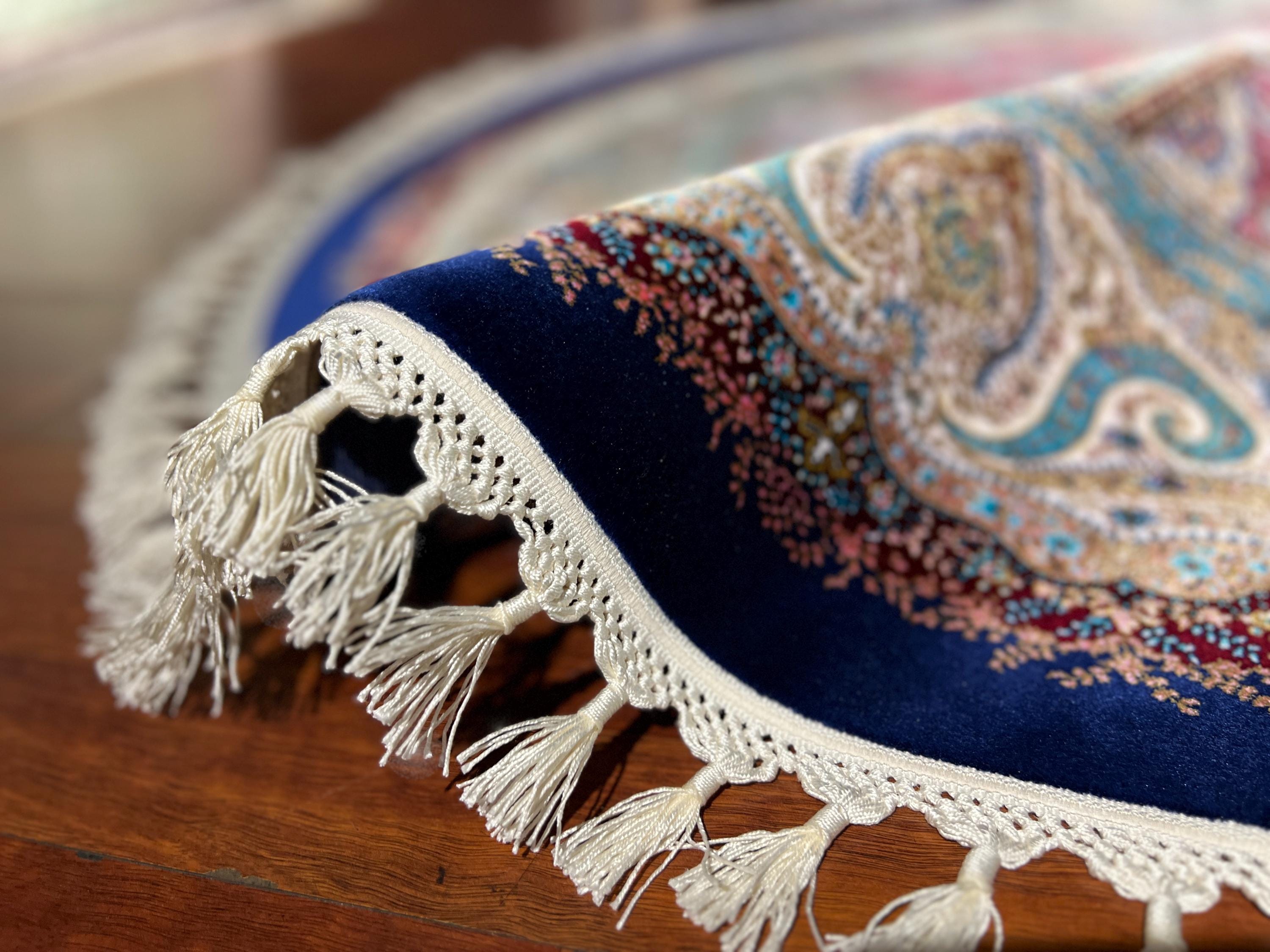 楕円形ラグ 青とピンクの混合色 Amazon｜モダンキャンバスラグ