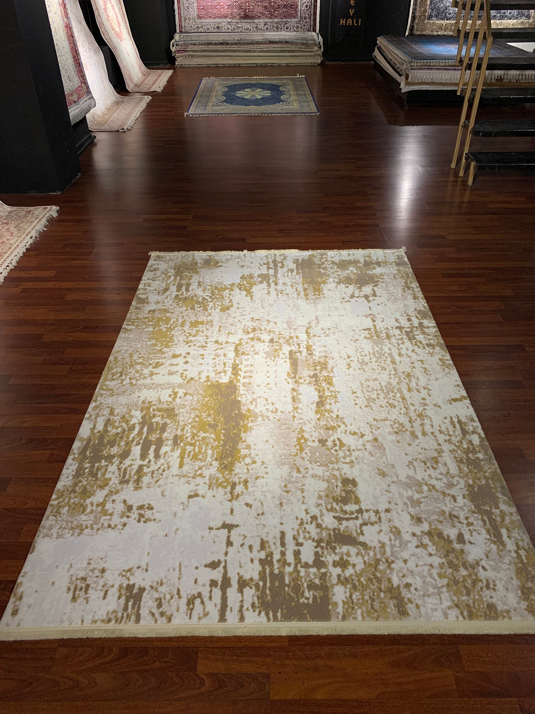 5x8 ft Living Room Rug, Beige Yellow Modern Rug, 5x8 Bamboo Rug, Modern Carpet, Bamboo Rugs, Turkish Runner Rug, Area Rug,Runner Rug